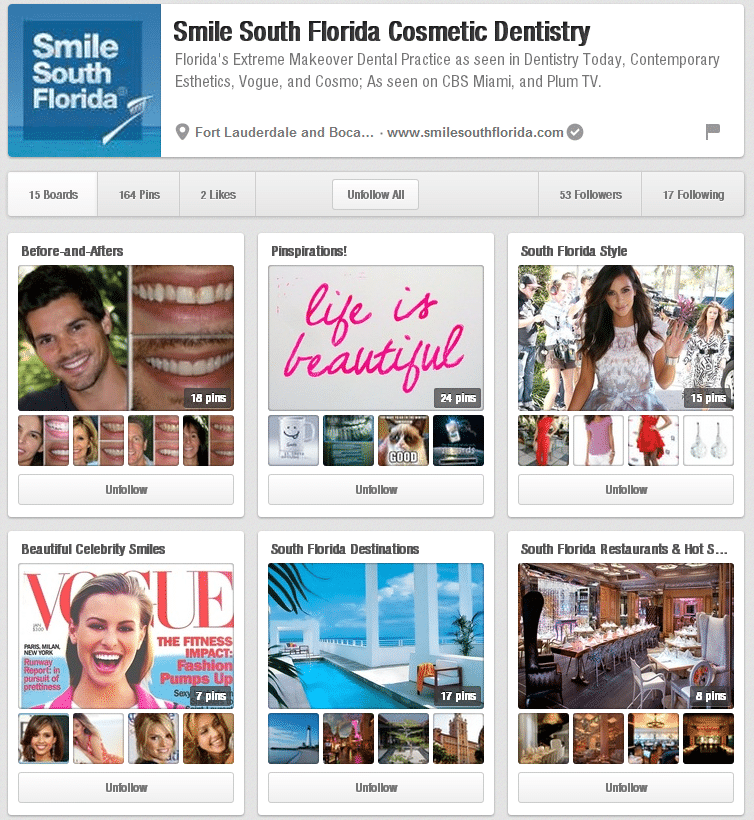 Ft Lauderdale Cosmetic Dentist Launches Pinterest Site